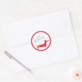 Sticker Rond Dachshund de Noël amusant (Enveloppe)