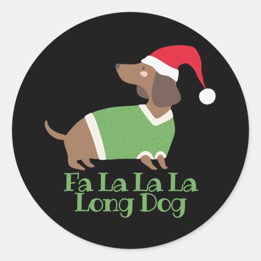 Sticker Rond Dachshund de Noël amusant (Devant)