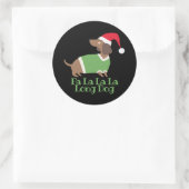 Sticker Rond Dachshund de Noël amusant (Sac)