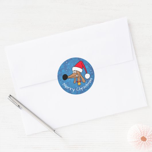 Sticker Rond Dachshund de Noël festif (Enveloppe)