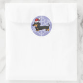 Sticker Rond Dachshund de Noël (manteau lisse) (Sac)