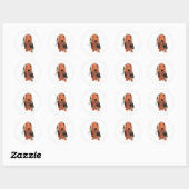 Sticker Rond Dachshund de Noël - Rouge à cheveux longs (Feuille)
