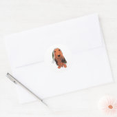 Sticker Rond Dachshund de Noël - Rouge à cheveux longs (Enveloppe)