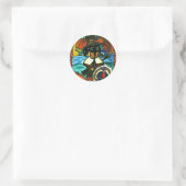 Sticker Rond Dachshund de Thanksgiving (Sac)