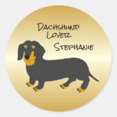 Sticker Rond Dachshund Design personnalisé (Devant)