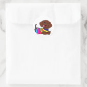 Sticker Rond Dachshund Dessin 1 (Sac)