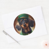 Sticker Rond Dachshund Dog en tenue de la Saint Patrick (Enveloppe)