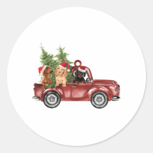 Sticker Rond Dachshund En Voiture Ornement Noël Ornements Noël