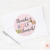 Sticker Rond Dachshund et Donuts Party Merci un Hole Bunch (Enveloppe)