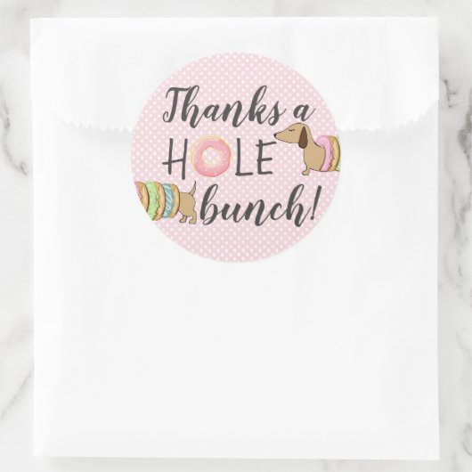 Sticker Rond Dachshund et Donuts Party Merci un Hole Bunch (Sac)