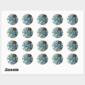 Sticker Rond Dachshund et Forget-Me-Nots (Feuille)
