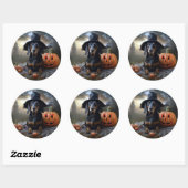 Sticker Rond Dachshund Halloween effroi (Feuille)