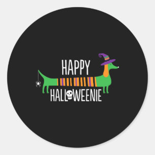 Sticker Rond Dachshund Happy Halloweenie mignonne chien Hallowe