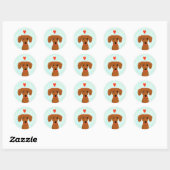 Sticker Rond Dachshund Love | Mignonne chien Wiener avec coeur (Feuille)