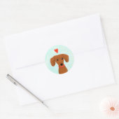 Sticker Rond Dachshund Love | Mignonne chien Wiener avec coeur (Enveloppe)