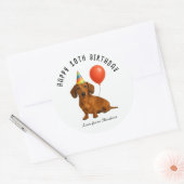 Sticker Rond Dachshund mignonne fête d'anniversaire faveurs (Enveloppe)