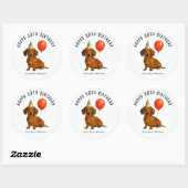 Sticker Rond Dachshund mignonne fête d'anniversaire faveurs (Feuille)