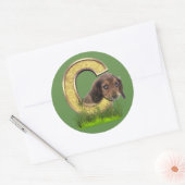 Sticker Rond Dachshund-Monogramme, majuscule, lettre C (Enveloppe)
