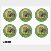 Sticker Rond Dachshund-Monogramme, majuscule, lettre C (Feuille)