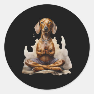 Sticker Rond Dachshund Muay Thai Boxe Karaté Kickboxing Marti