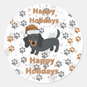 Sticker Rond Dachshund Noël