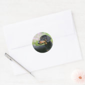 Sticker Rond Dachshund noir et tean Miniture 2 (Enveloppe)