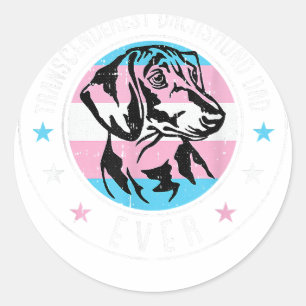 Sticker Rond Dachshund Papa LGBT-Q Fierté trans-genre Doxie Chi