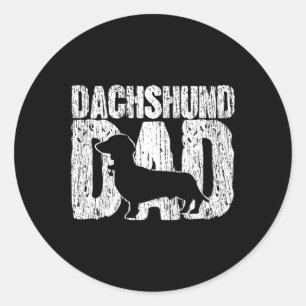 Sticker Rond Dachshund Papa Wiener Far Fars Jour Cadeau