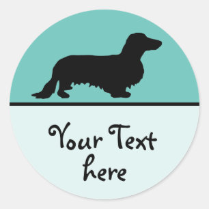 Sticker Rond Dachshund Poil Long - Silhouette 1