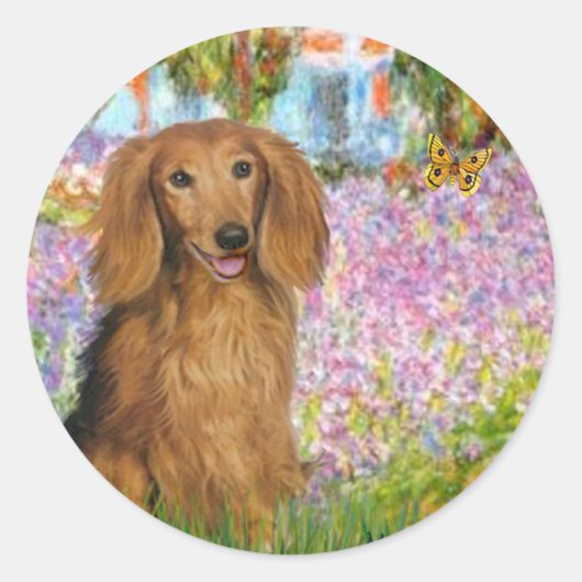 Sticker Rond Dachshund (sable) - Jardin (Devant)
