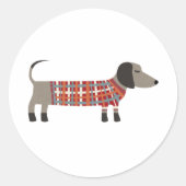 Sticker Rond Dachshund Saucisse Wiener Chien (Devant)