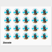 Sticker Rond Dachshund sur la plage (Feuille)