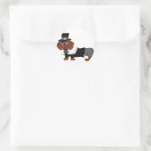 Sticker Rond Dachshund Thanksgiving Pilgrim (Sac)