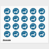 Sticker Rond Dachshund Wiener Chien Baby shower Blue Boy (Feuille)