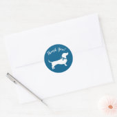 Sticker Rond Dachshund Wiener Chien Baby shower Blue Boy (Enveloppe)
