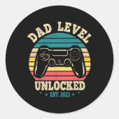 Sticker Rond Dad Level Unlocked Est. 2023 New Daddy I Leveled U (Devant)