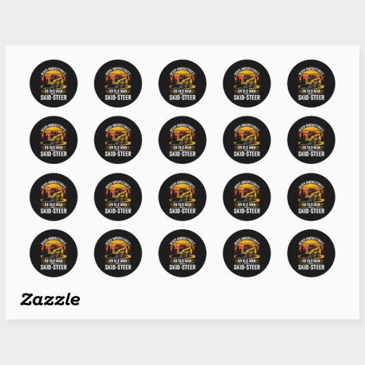 Sticker Rond Dad Skid Steer Operator Father Construction Heavy  (Feuille)