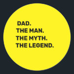 Sticker Rond dad, the man, the myth, the legend<br><div class="desc">father's day design</div>