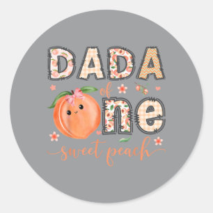 Sticker Rond Dada d'une douce pêche fille de 1er anniversaire a