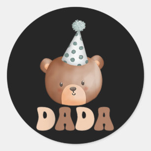 Sticker Rond Dada Teddy Bear 1er Anniversaire Boy Girl Family M