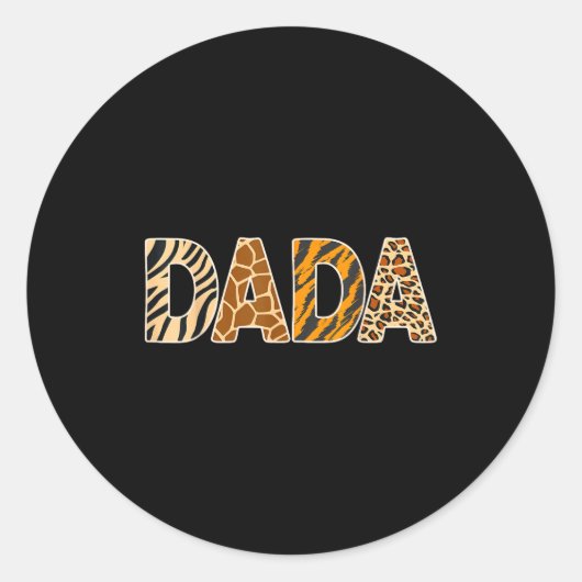Sticker Rond Dada Wild Animal Print Zebra Giraffe Tiger Leopard (Devant)