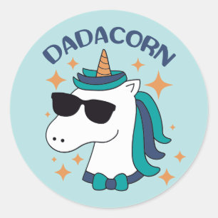 Sticker Rond Dadacorn Avec Lunettes De Soleil