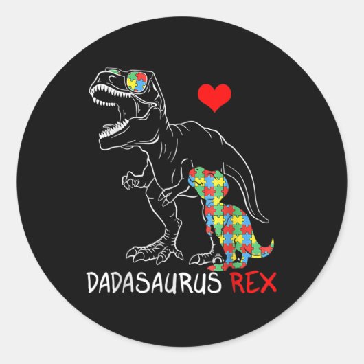 Sticker Rond Dadasaurus Rex Autism (Devant)