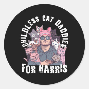 Sticker Rond Daddies For Harris Vote Casquette Rose Feminist Me