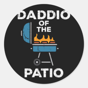 Sticker Rond Daddio Du Patio Drôle Barbecue Rbecue Grilling Pap