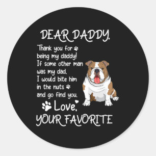Sticker Rond Daddy Bulldog Chien papa Fête des pères