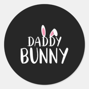 Sticker Rond Daddy Bunny Pregnant Pâques Maman jumelée Couple