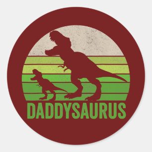Sticker Rond Daddy Dinosaur Daddysaurus Fête des pères s