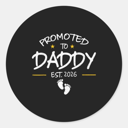 Sticker Rond Daddy Est 2026 Daddy To Be New Dad 2026 First Time (Devant)