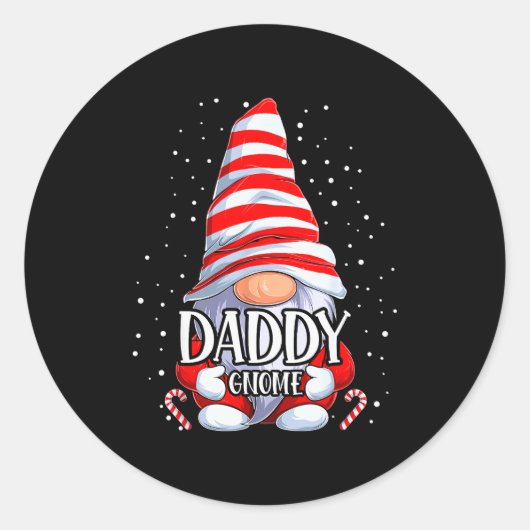 Sticker Rond Daddy Gnome Christmas Pajamas Matching Family Grou (Devant)